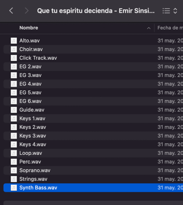Multitracks   -   Que tu Espíritu Descienda - Emir Sensini -  Am  BPM:  72.50 - Imagen 2